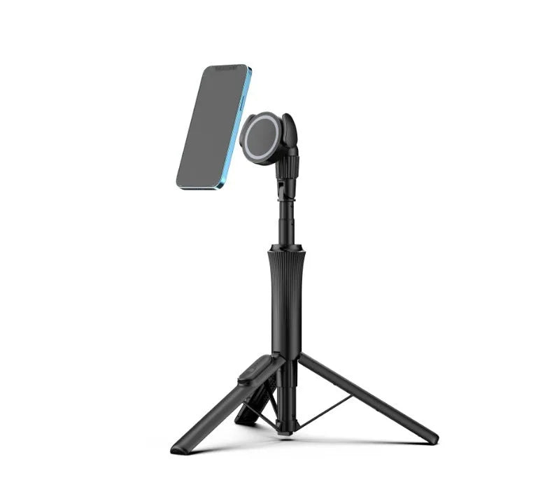 Bluetooth floor magnetic selfie stick with Magsafe bracket in black at 150cm height