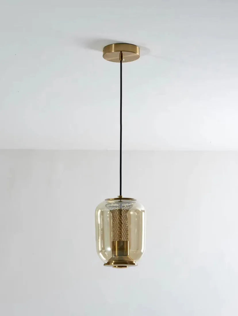 Minimalist spherical glass chandelier with 16cm diameter shade for ceiling mounting