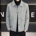 Casual polo collar jacket in cotton blend fabric with side seam pockets