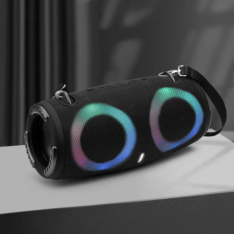 War Drum portable Bluetooth speaker with RGB coloured lights in multiple colour options.