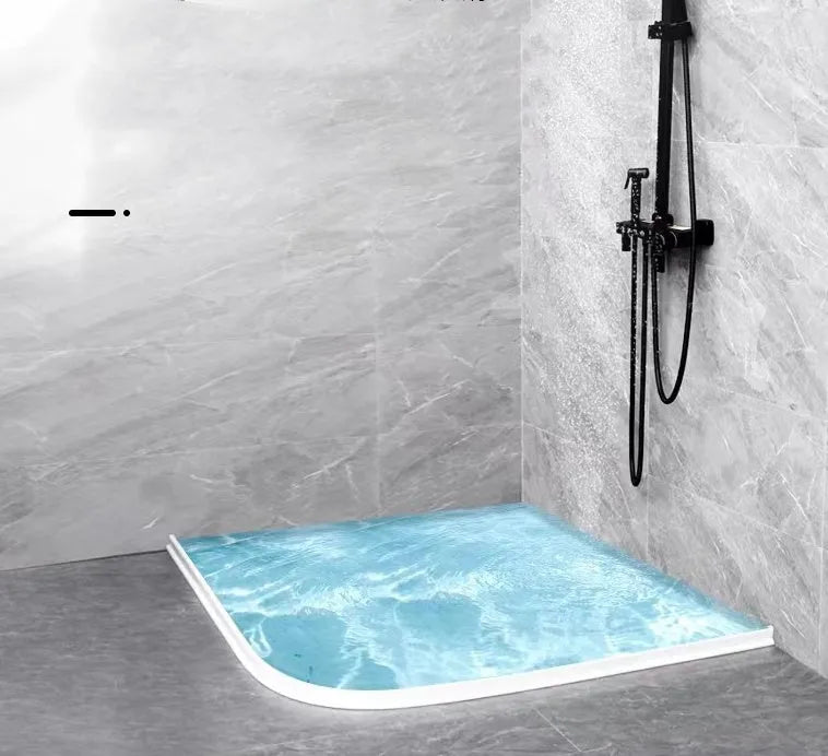 Flexible silicone bathroom water blocking strip in black, gray, and white colour options for shower room dry-wet separation