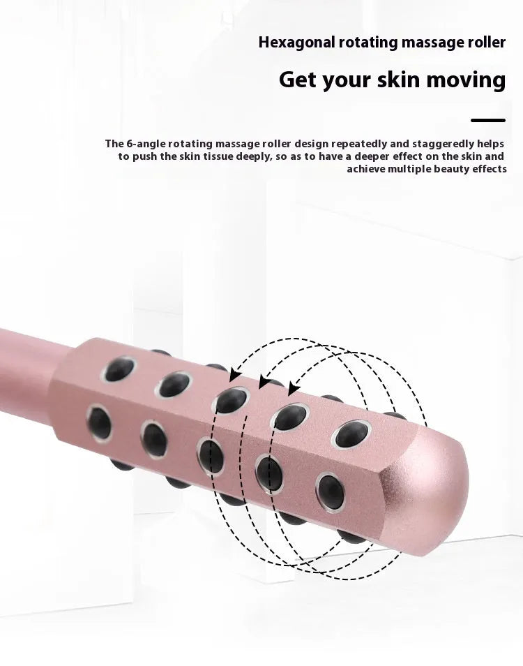 Germanium particle roller facial massage instrument in purple colour with 193mm handle