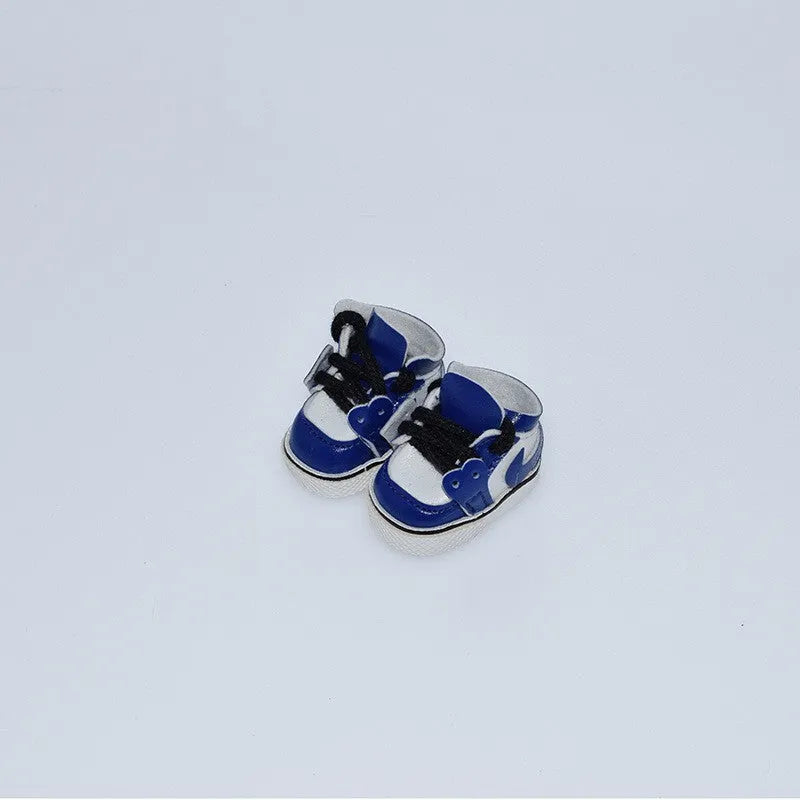 17cm doll replacement shoes in multiple colours including black boots, pink heels, and white leather shoes