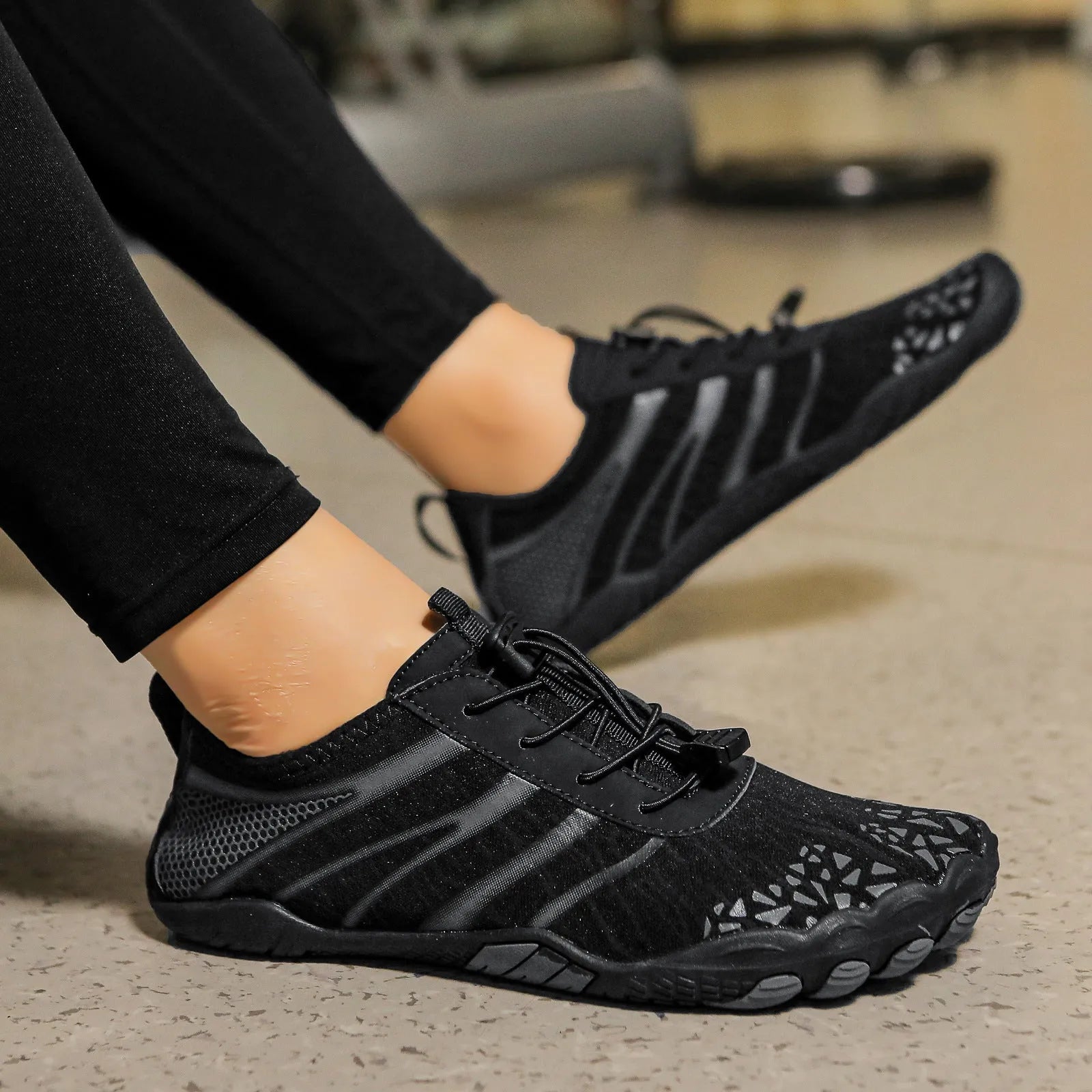 Lycra stretch fabric unisex running shoes for beach and upstream sports in multiple colours.