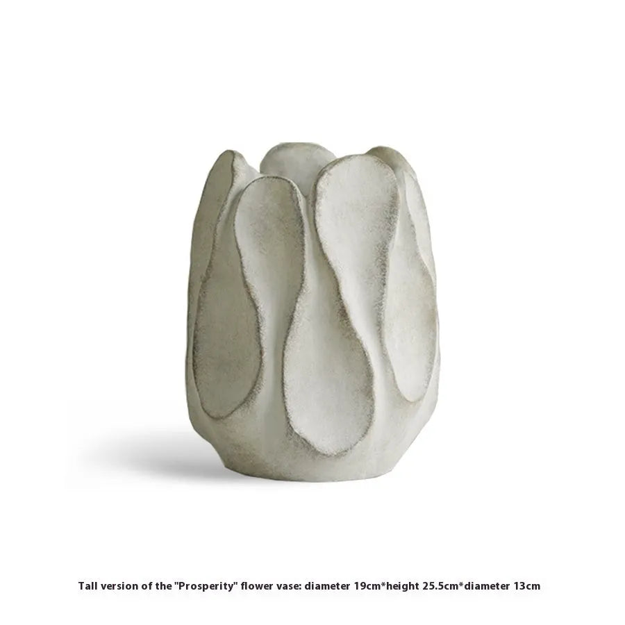 Irregular ceramic vase with magnesium clay finish for flower arrangements