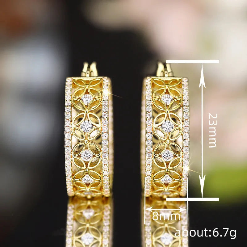 Copper geometric ear clips with horse eye flower butterfly design in E4221 yellow gold colour