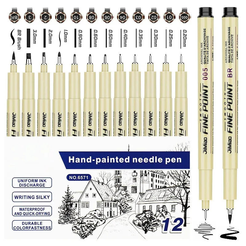 Waterproof syringe-style drawing pen with cartoon art design for sketching and writing
