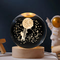 Starry sky luminous crystal ball night light on wooden base, USB-powered desktop decoration