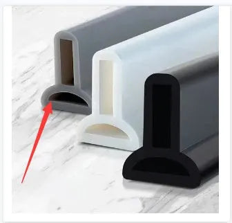 Flexible silicone bathroom water blocking strip in black, gray, and white colour options for shower room dry-wet separation