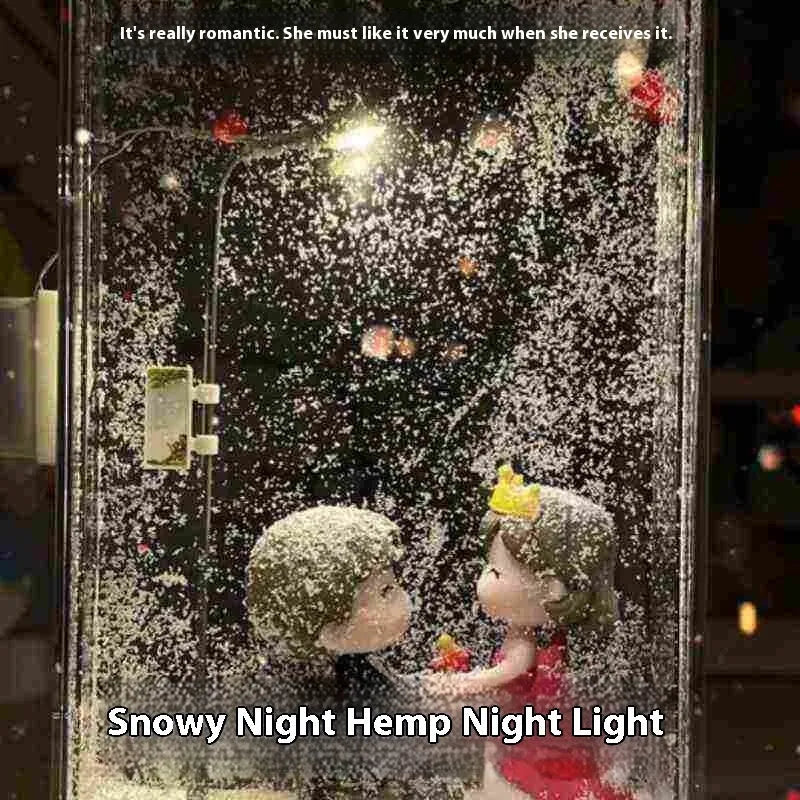 DIY snowy night light kit with snowflake design and LED lights for Christmas desktop decoration