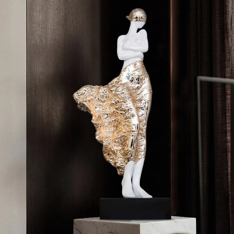 48cm tall sculptured characters ornament in rose gold or silver metallic finish