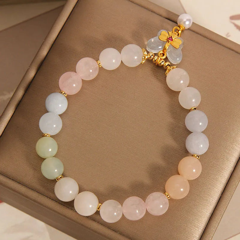 Women's crystal bracelet with colourful Morgan stone butterfly pendant in original design