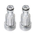 Transparent plastic inlet water joint for Karcher pressure washers, 3cm diameter.