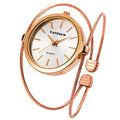 Starry sky design women's steel wire bracelet watch in rose gold with quartz movement and spiral crown