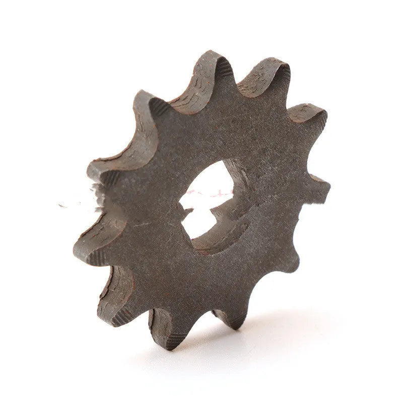 Single 11 tooth cast iron motorcycle reduction gear with non-circular shape for T8F chain.