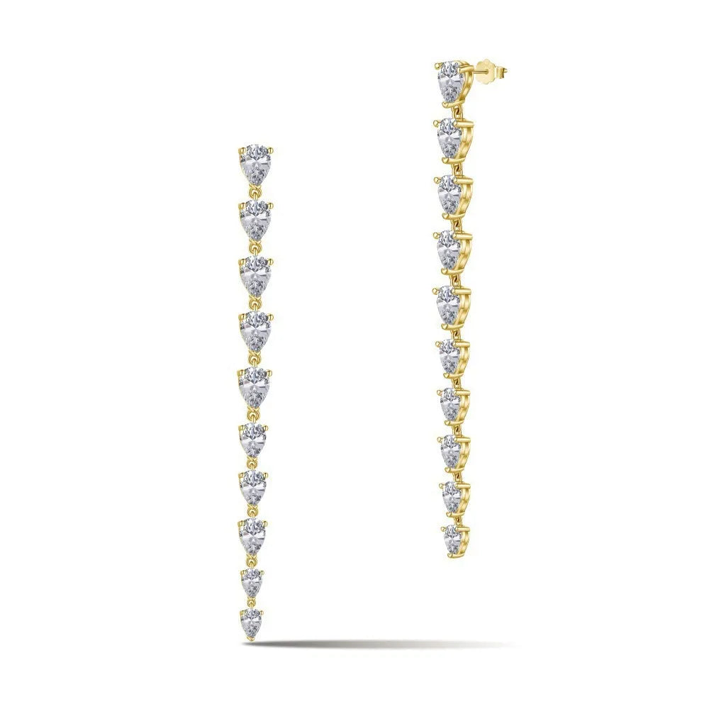925 silver geometric line stud earrings with electroplated platinum finish on display