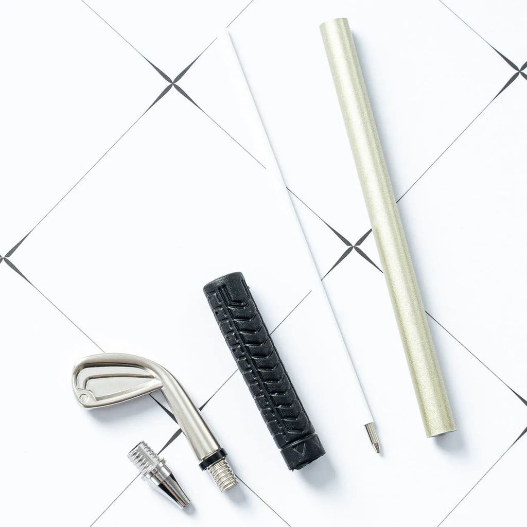 Three metal ballpoint pens with suit pattern design showing 0.7mm writing tips