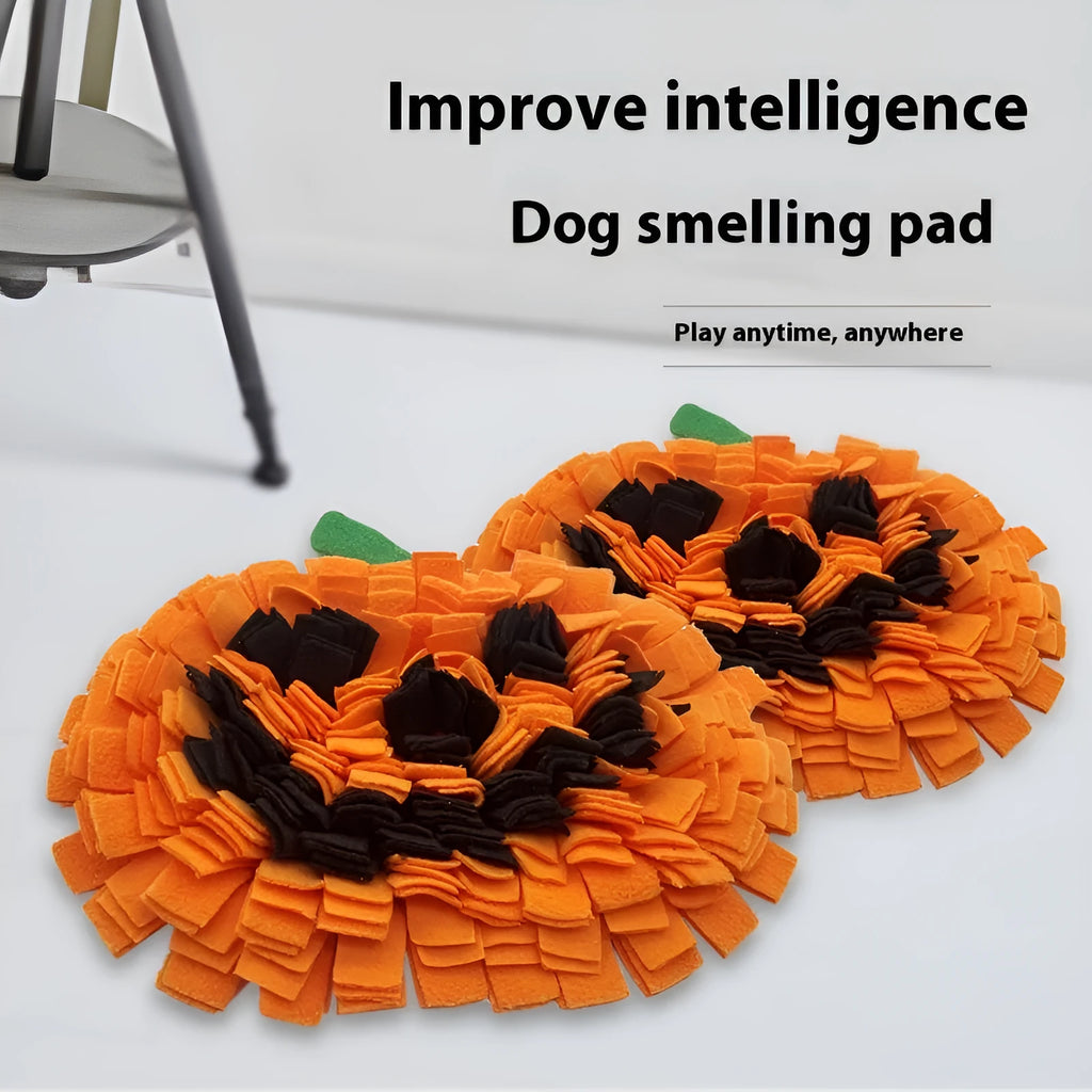 Orange fleece cloth pet smell mat with woollen pad for slow feeding and scent training