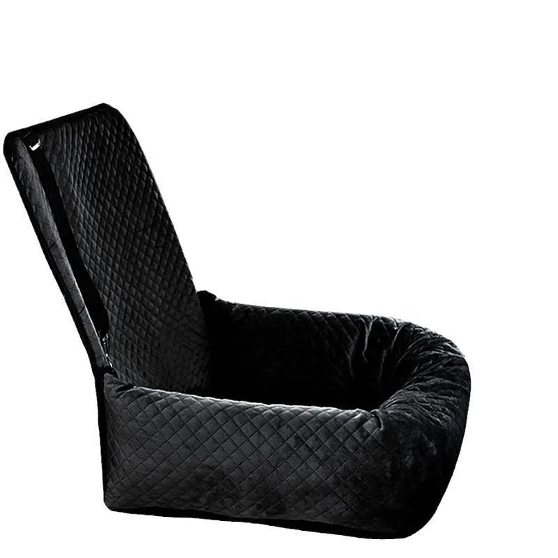Black breathable pet car hanging bag with waterproof seat cushion, compressed size 44x58x6cm