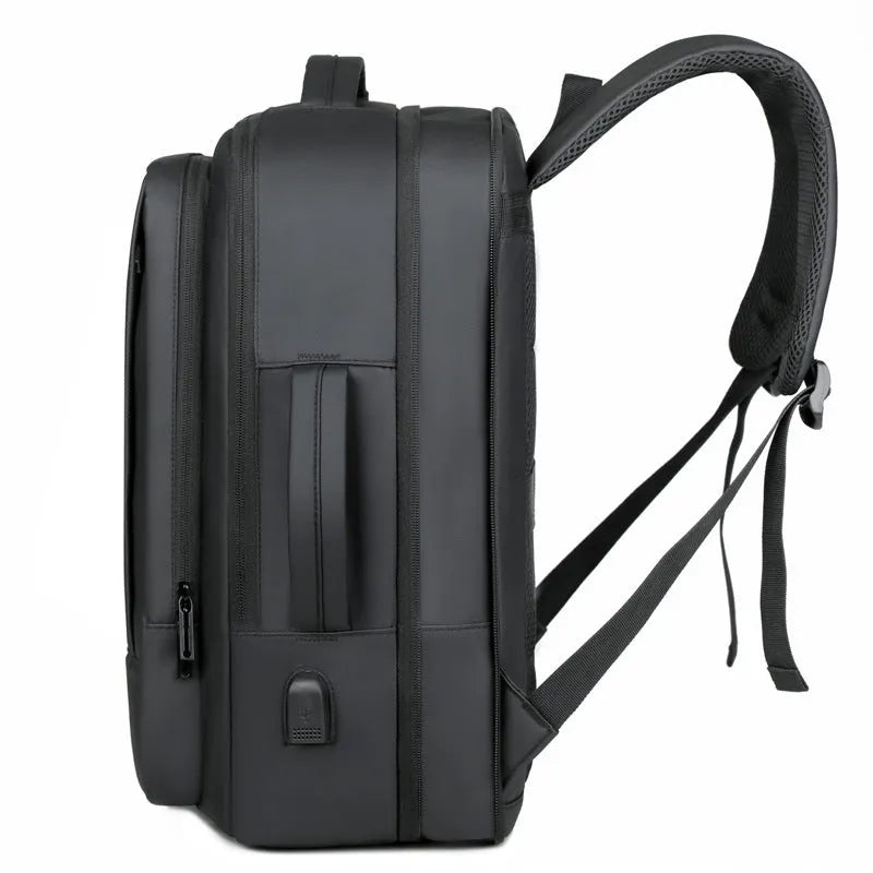 Waterproof Oxford cloth business backpack with curved shoulder straps in black or grey