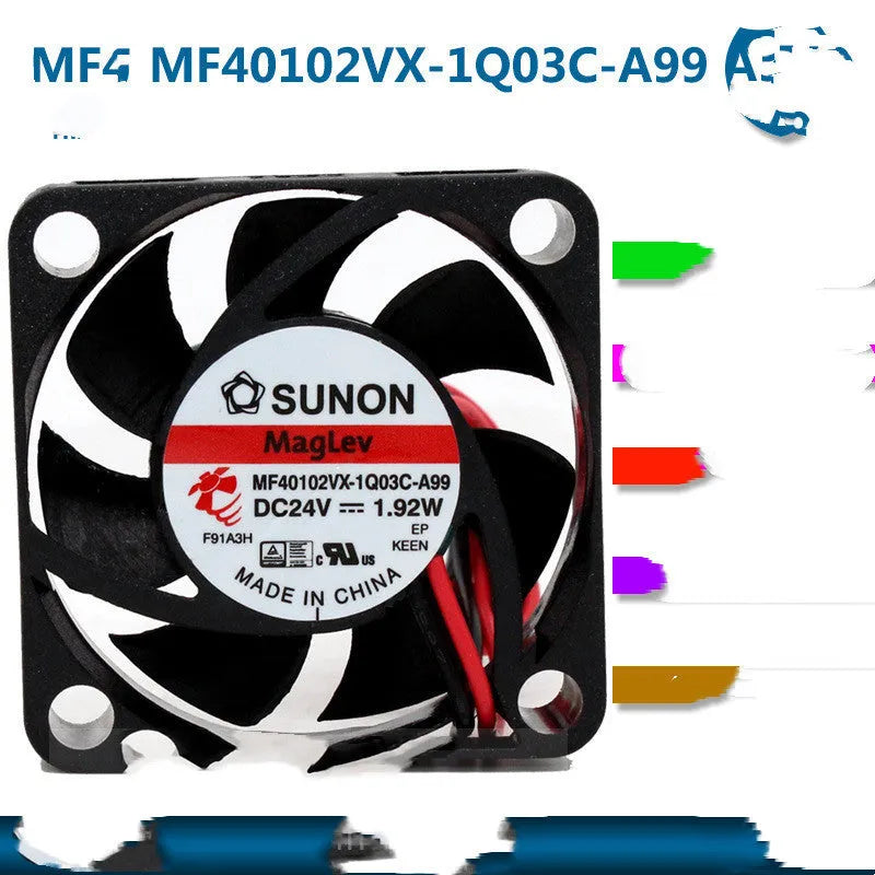 MF40102VX-1Q03C-A99 24V 4cm DC cooling fan with black plastic housing