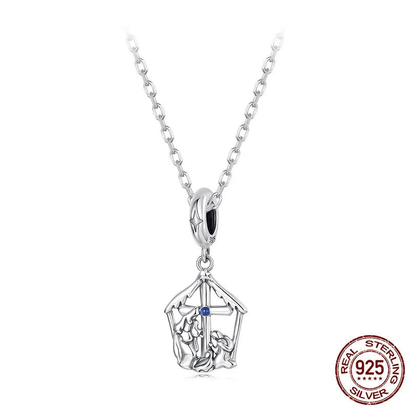 S925 sterling silver happy family pendant 25mm oxidised finish beading charm