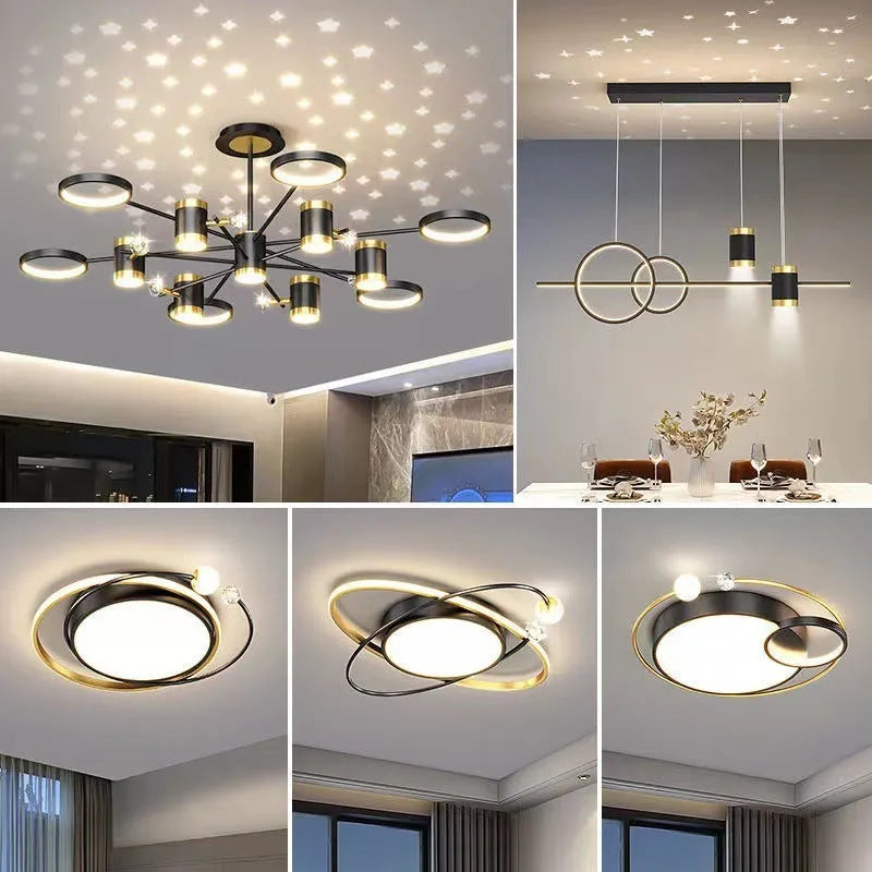 Black iron pendant lamp chandelier with 13 heads and remote control