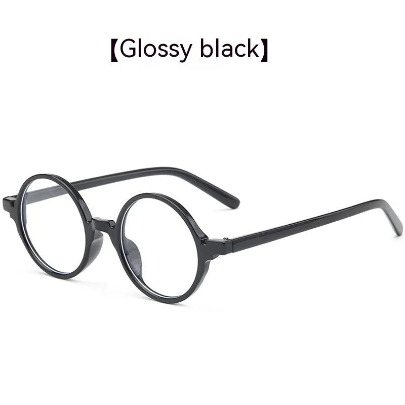 Retro round fashion glasses with flat mirror lenses in four colour options