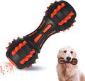 Red rubber dumbbell dog chew toy for aggressive chewers with dimensions 175x70x70mm