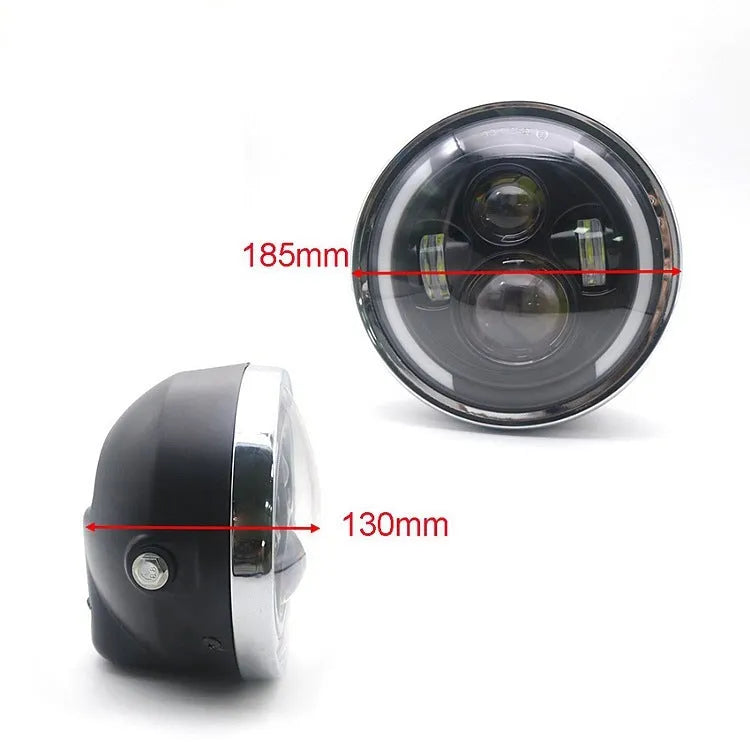 7.5 inch black motorcycle LED fisheye headlight with ABS aluminium housing