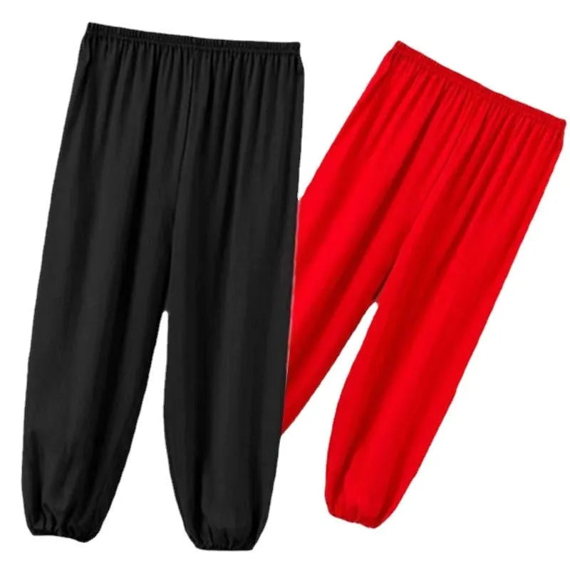 Children's black high-elasticity Sanda practice pants made from Lycra for martial arts training
