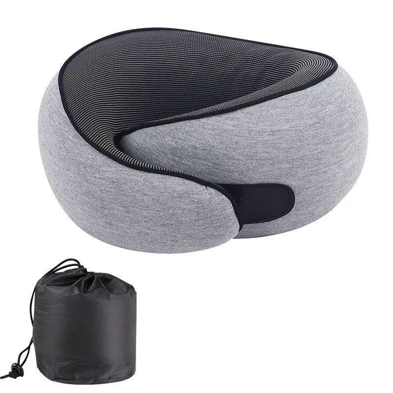 U-shaped memory foam neck pillow in buggy bag colour with storage bag