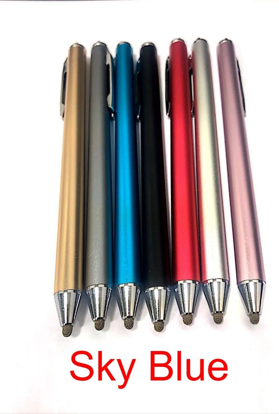 Fine head metal stylus for touch screens in black silver red sky blue gold pink and gray colors