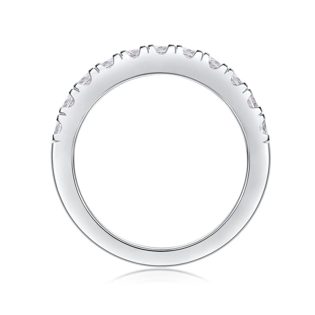 Parallel World moissanite wedding ring set in gold and rose gold on a gift box