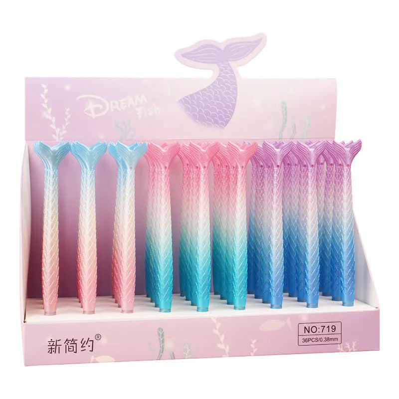 Mermaid cartoon character ballpoint pen with 0.38mm fine tip in random colour selection