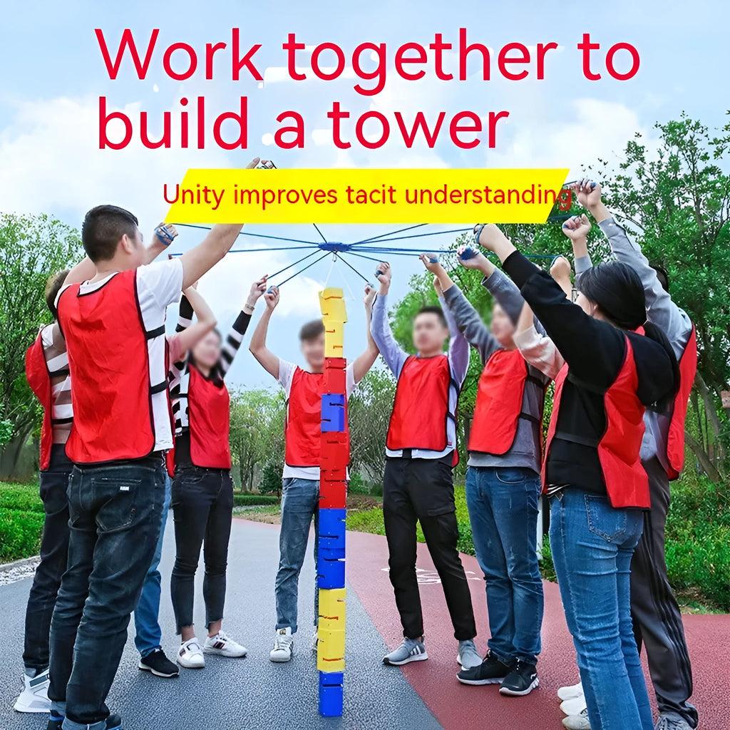 ABS plastic outdoor team building tower game equipment with pull ropes and multiple colour options