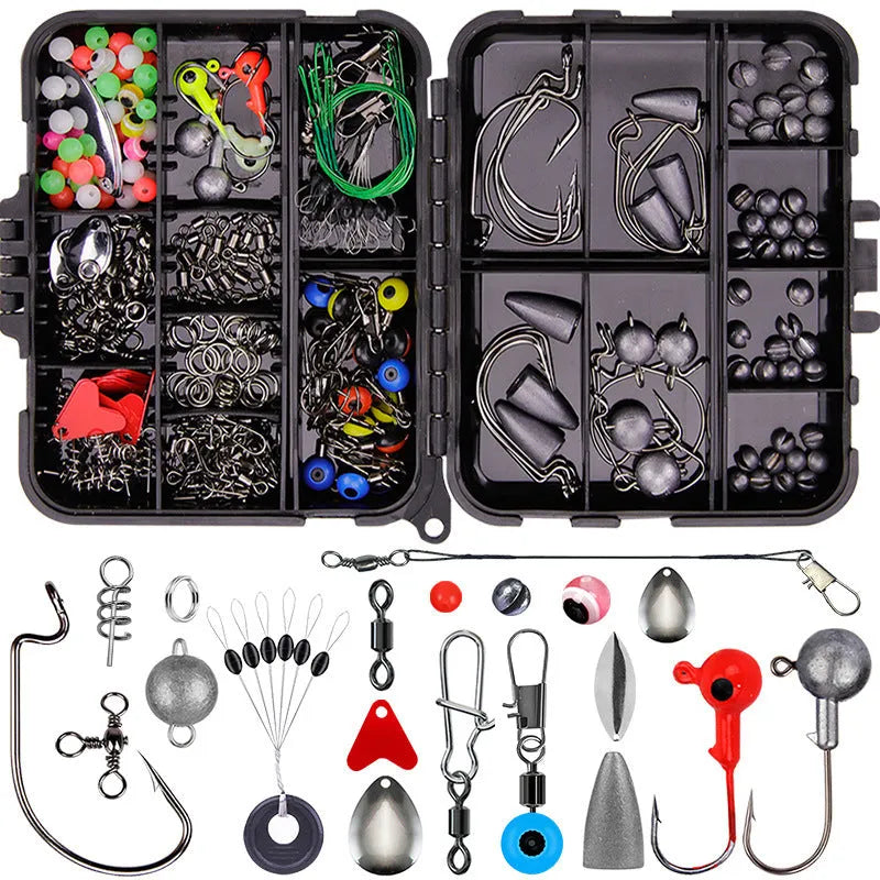 Weihe 257-piece fishing lure and hook accessory set in ABS storage box for Texas, sea and rock fishing
