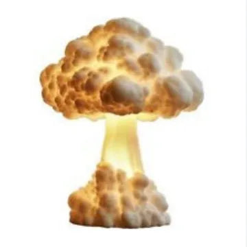 Atomic bomb mushroom cloud shaped USB table lamp on a table