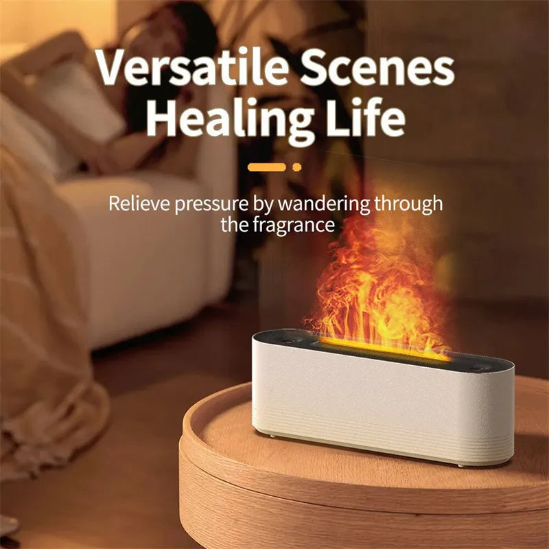 Black flame air humidifier and aroma diffuser with LED lights and water tank