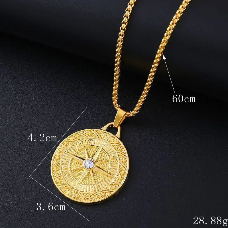 Geometric gold colour alloy pendant zircon necklace with diamond cut stones