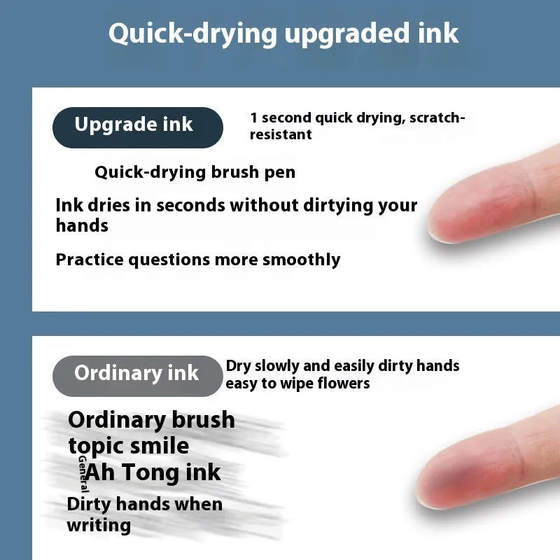 Pack of 10 quick-dry ballpoint pen refills in black, blue, ink blue, and red ink colours.