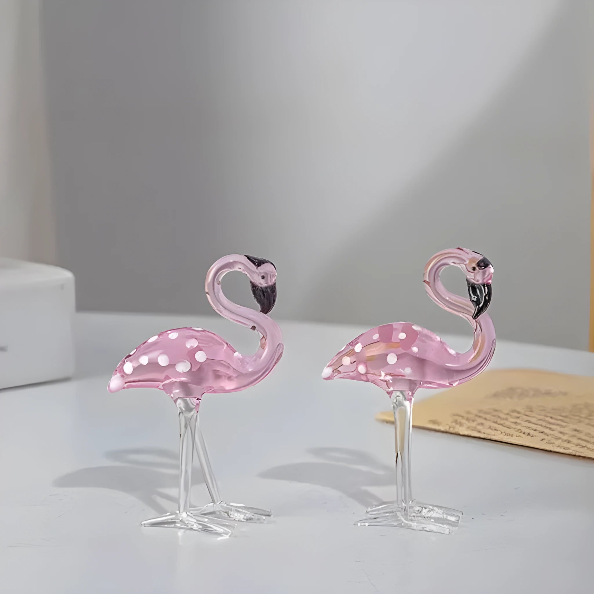Pink flamingo crystal decorative ornament for home hall table display in modern simple style