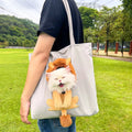 Canvas pet shoulder bag with cartoon print for cats and small dogs