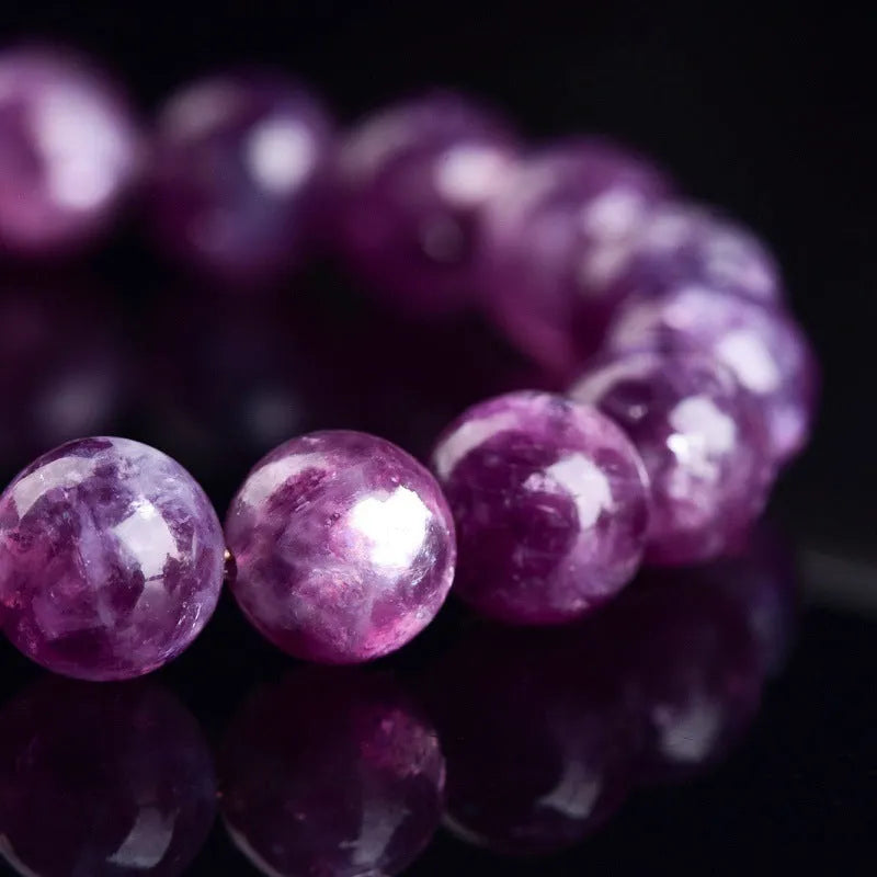 Purple Grandmother Crystal Bracelet with geometric polished beads in Korean-style unisex design