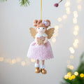 Pink and white cloth Christmas angel wings plush pendant decorative hanging