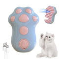 Blue self-cleaning pet steam brush with silicone bristles and a water spray button