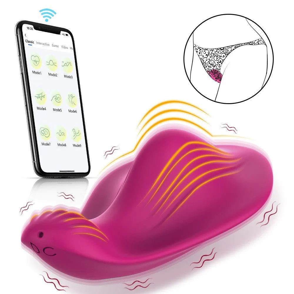 Rose red wearable female massager with APP remote control and USB charging