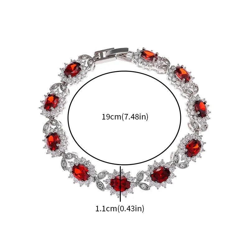 Simple inlaid zircon women's bracelet in environmentally friendly alloy showing gemstone colour variations