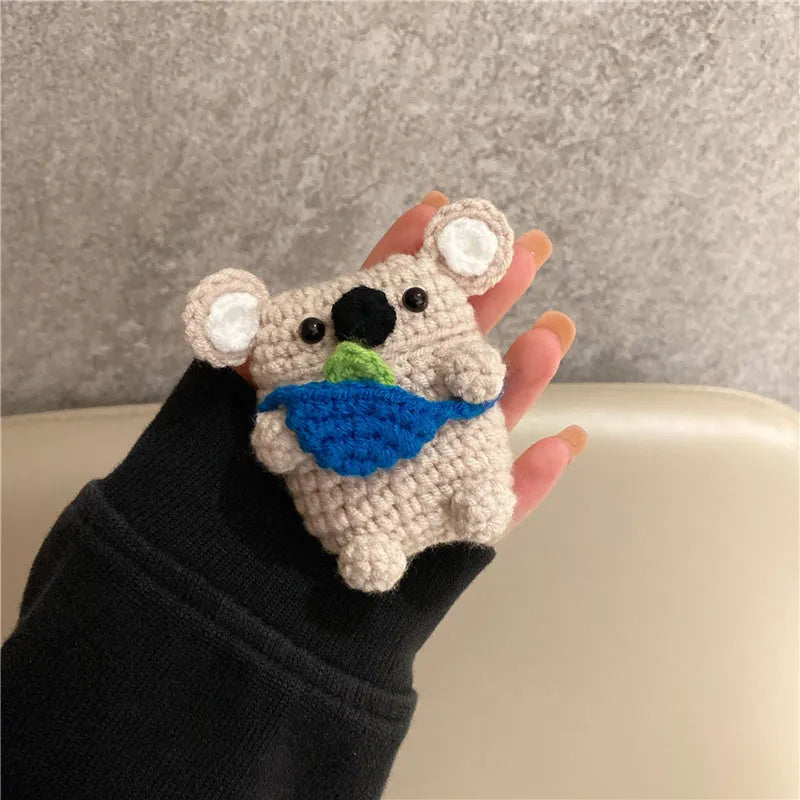 Hand-knitted koala bear backpack design protective cover for AirPods cases