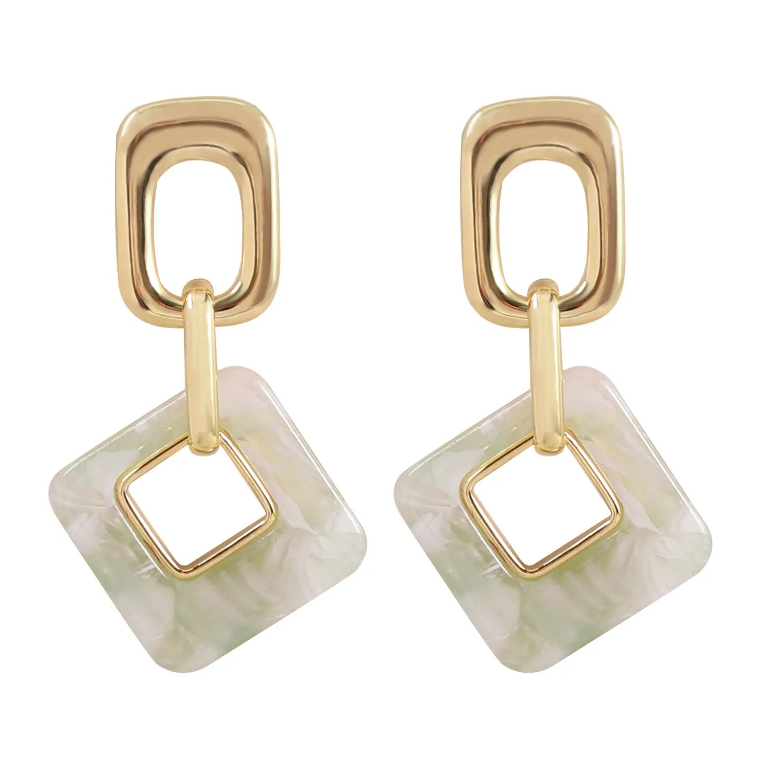 Copper geometric square earrings with hollow design and chamfered corners